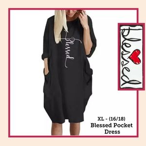 Pocketed Black BLESSED Dress